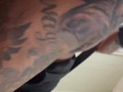 Fucking a hot milf from behind while I choke her with a belt around her neck 15/16