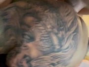 Fucking a hot milf from behind while I choke her with a belt around her neck 4/16