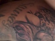 Fucking a hot milf from behind while I choke her with a belt around her neck 5/16