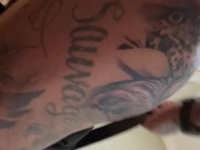 Fucking a hot milf from behind while I choke her with a belt around her neck 9/16