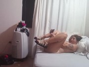 My hot girlfriend masturbates with her dildo in front of her stepdad 14/16