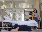 香港 廣東話 C583: 變態 瑜珈褲 緊身褲 痴女 女S 大戰 黑衣M男！ (全片：servingmissjessica. com. c583 1/16