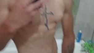 Solo male mirror masturbating