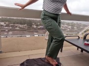 girl pees in pants on balcony Cap D'Agde and on street public 2/16