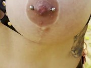 Blonde MILF showing off her big boobs in an outdoor run in public after a hot night! 12/16