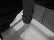 Taking a quick piss on the shower floor, with my semi hard cock 10/16