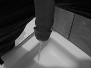 Taking a quick piss on the shower floor, with my semi hard cock 11/16