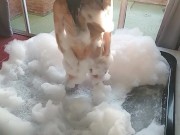 brunette washes her big tits in hydromassage 7/16