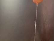 Hairy cock grools long string of precum and leaks pee and bulbourethral fluid down it 11/16