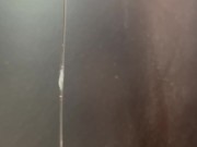 Hairy cock grools long string of precum and leaks pee and bulbourethral fluid down it 3/16