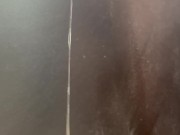 Hairy cock grools long string of precum and leaks pee and bulbourethral fluid down it 6/16