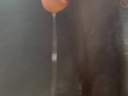 Hairy cock grools long string of precum and leaks pee and bulbourethral fluid down it 9/16