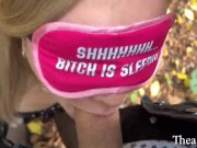 Real sex in the park in public with a blonde in black stockings 12/16