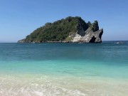 Hottie sucks my dick on a public beach and walks along the shore with cum on her face - Cumwalk 2/16