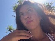 Hottie sucks my dick on a public beach and walks along the shore with cum on her face - Cumwalk 9/16