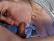 Mi hermanastra me la chupa entera y me corro en su boca y su carra 10/16