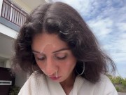 Housewife paid repairman with her pussy and went for a walk with his cum on her face in the streets 15/16