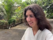 Housewife paid repairman with her pussy and went for a walk with his cum on her face in the streets 16/16