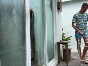 Housewife paid repairman with her pussy and went for a walk with his cum on her face in the streets 3/16