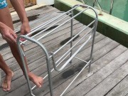 Housewife paid repairman with her pussy and went for a walk with his cum on her face in the streets 4/16