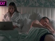 S2E5: Step mom helps to cum step son in share bed while working till get pussy creampie and facial 6/16