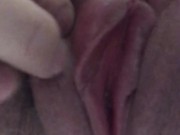 Zoomed virgin pussy touching, stretching 3/16