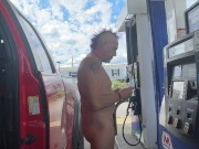 Caught pumping gas naked 7/16
