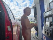 Caught pumping gas naked 9/16