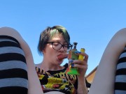 Testing a new toy on my porch and squirting everywhere 11/16