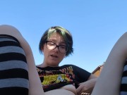 Testing a new toy on my porch and squirting everywhere