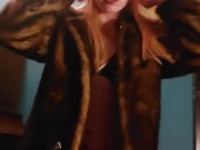 Petite Blonde Plays and Smokes in Furs fetish 8/16