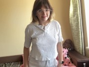 Charming brunette gracefully swaying her hips, showing off her appetizing forms. 15/16