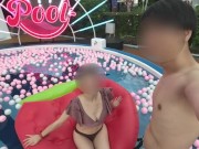 【個人撮影】 プール前に可愛い水着を着た彼女と仰向けフェラチオ♡仰向けおっぱいがエロすぎる彼氏目線の主観映像♡／Japanese amateur hentai 15/16