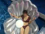 【個人撮影】 プール前に可愛い水着を着た彼女と仰向けフェラチオ♡仰向けおっぱいがエロすぎる彼氏目線の主観映像♡／Japanese amateur hentai 16/16