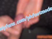 Lesbian goddess allowed me to cum on her orange soles 13/16