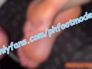 Lesbian goddess allowed me to cum on her orange soles 9/16