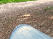 Girl gets fucked and jerks right on a busy walking path ! 9/16