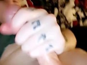 Tattooed E Boy Stroking his thick cock 8/16