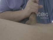 Amateur wife gives  me a slow loving handjob and gives herself a facial 16/16