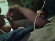 Young muscle man stretching balls while masturbation 11/16