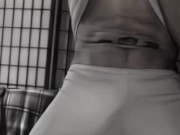 White sweatpants muscle tease 5/16