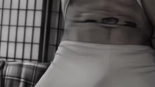 White sweatpants muscle tease