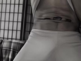 White sweatpants muscle tease