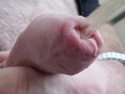 Morning piss, white cotton panties, foreskin closeup with drips 9/16