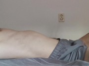 Hot young guy jerking his pink dick while waiting the stepsis from the shower 2 2/16