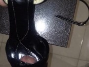 Fuck Shiny Black Platform Heels and Cum in Shoe 2/16