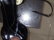 Fuck Shiny Black Platform Heels and Cum in Shoe 4/16