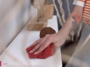 Two strong cocks in a skinny teen 1/16