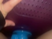 Yoga ball fun with massive dildo 2/16