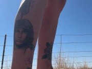 Piss Slut pissing on side of road! 1/16